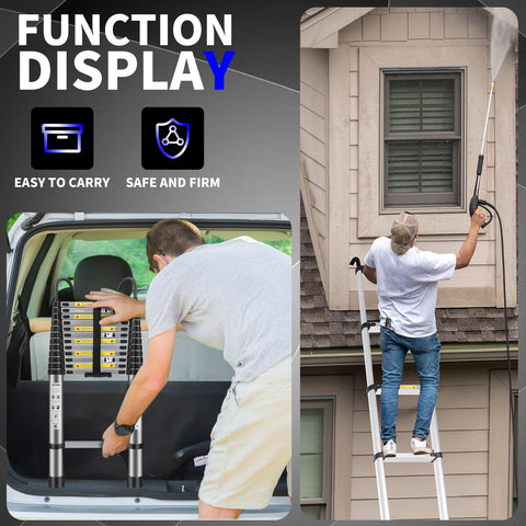 JADDUO telescoping ladder in-use-attic-access demonstrates easy attic entry.