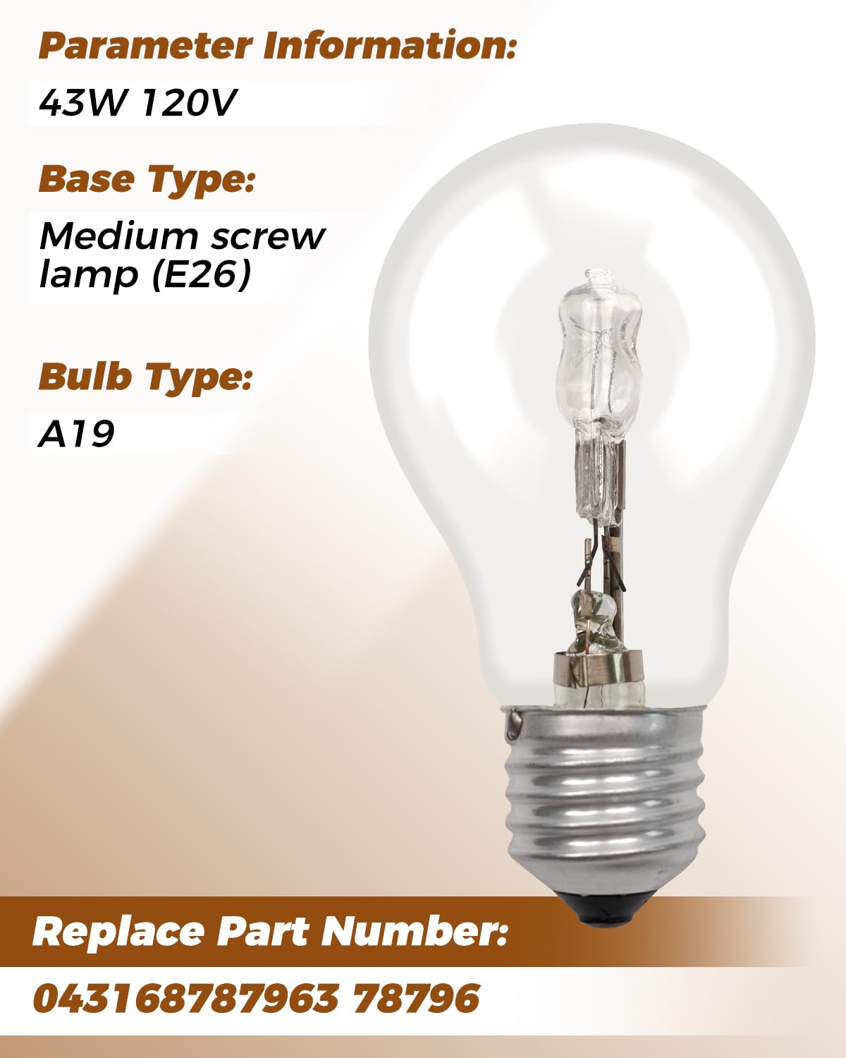 JadeBeauty replacement part 78796-43168787963 for A19 bulbs.