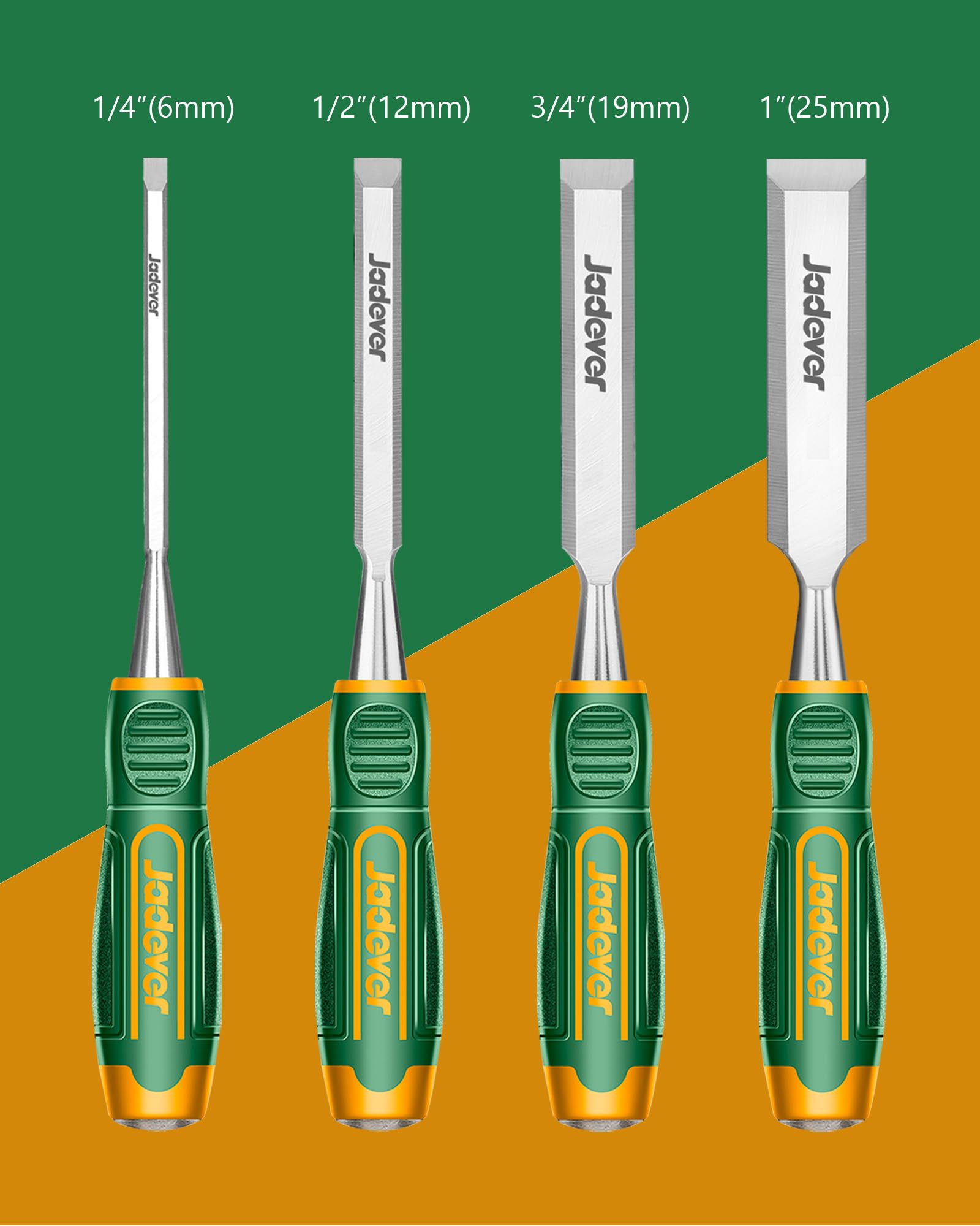 Jadever ergonomic handle close-up enabling comfortable grip during chiseling.