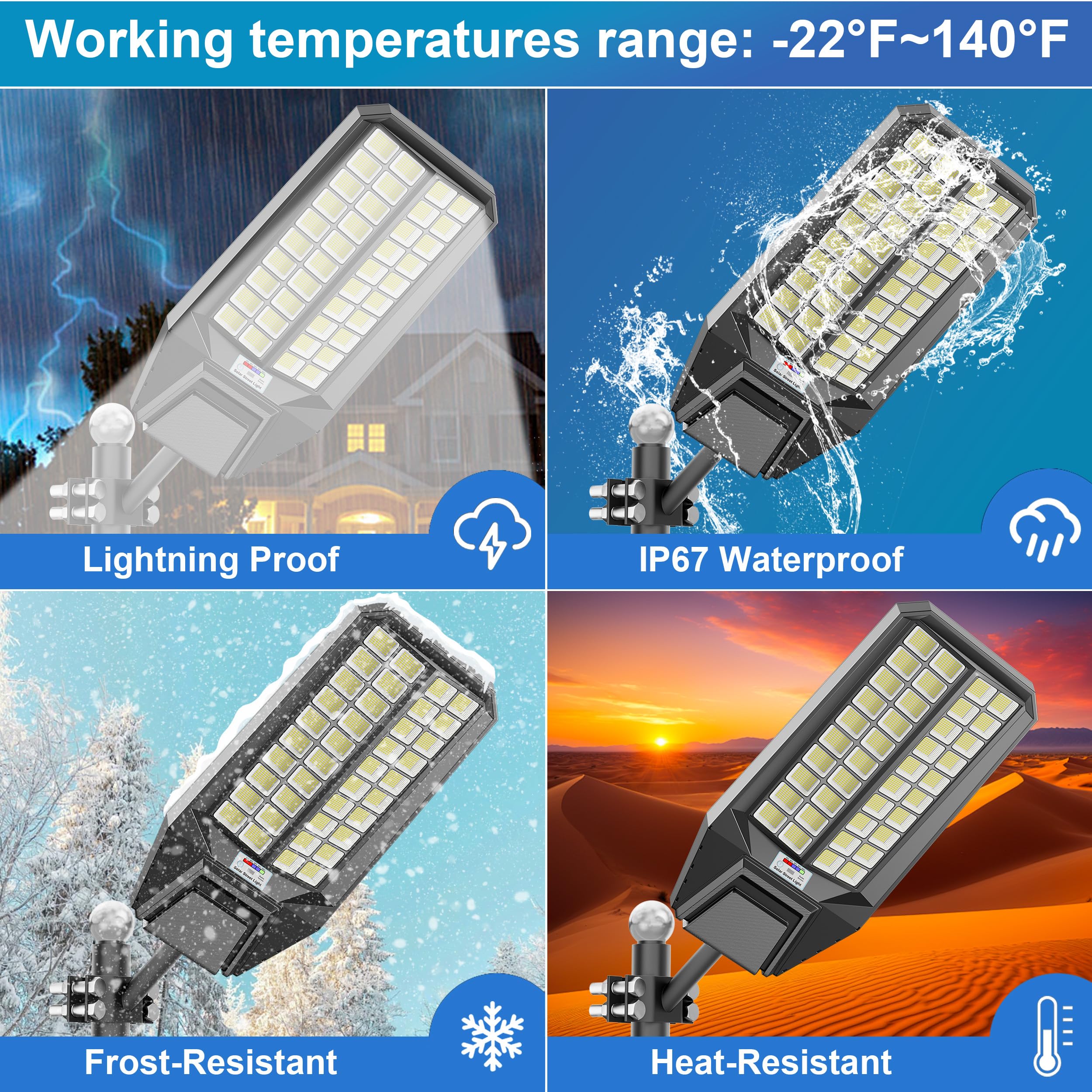 Jadisi 10000W solar street light on pole mount for outdoor installation