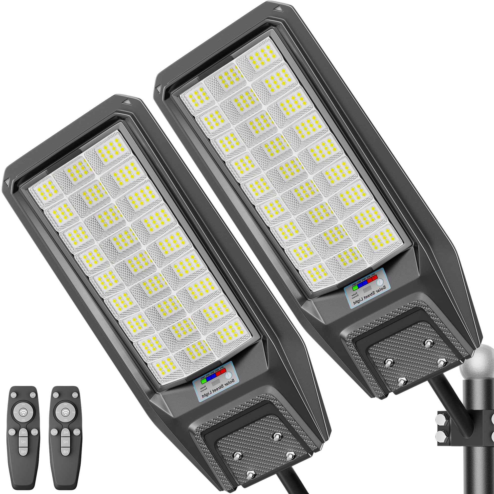 Jadisi 2-pack outdoor solar street lights provide reliable, eco-friendly illumination for yards and driveways.