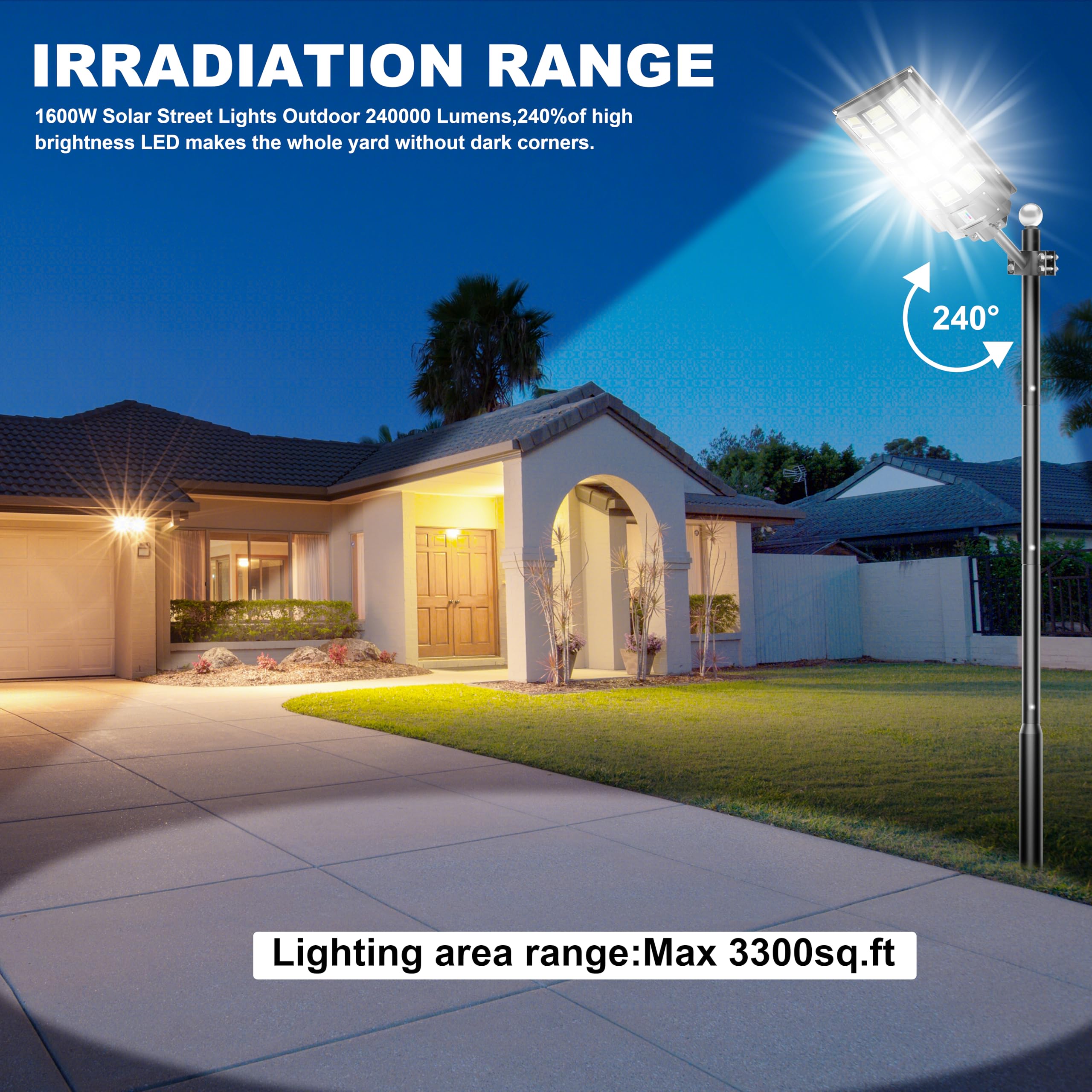 Jadisi 300000 lumens street light for secure perimeters and pathways
