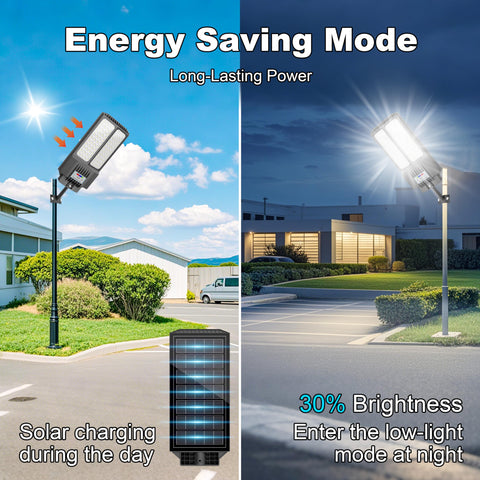 Jadisi solar street light in dusk-to-dawn mode ensures automatic all-night coverage.