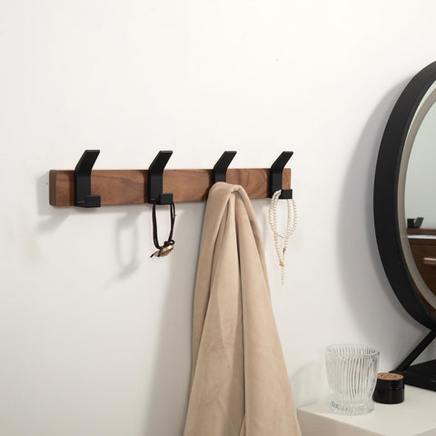 Jadorn walnut wood finish with black hooks blends modern style and solid support.