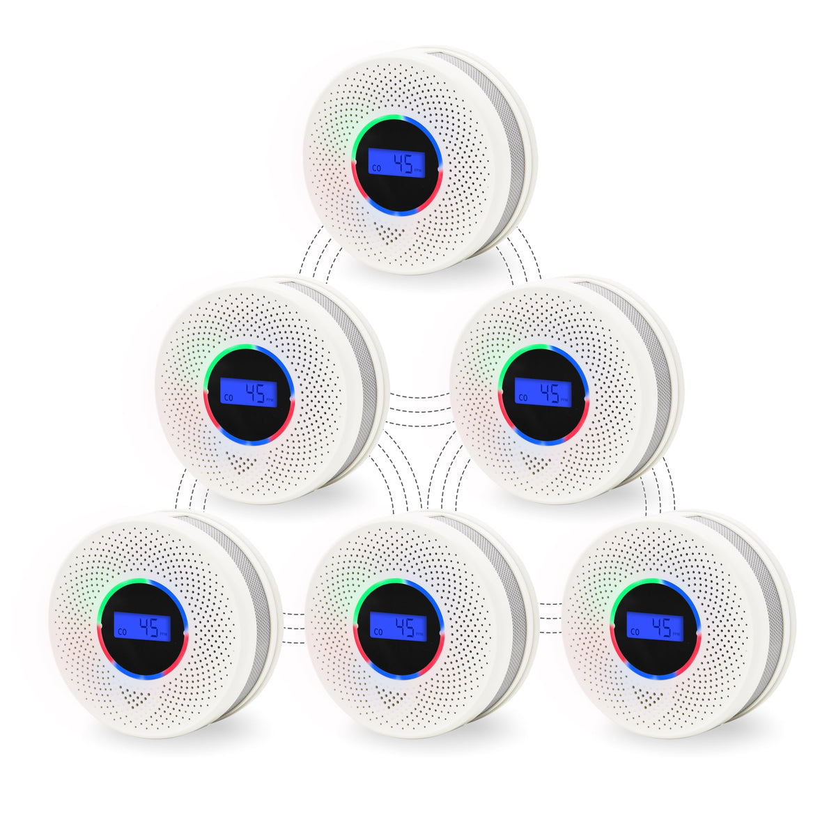JAEHSKA smoke-co detector display with real-time readings for quick monitoring.