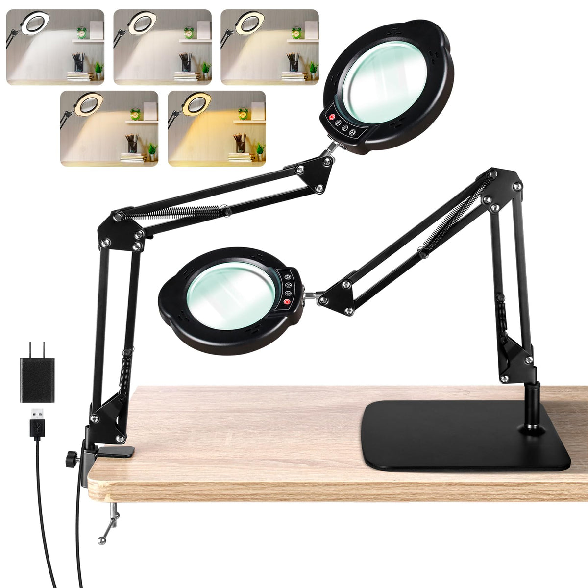 Jaenmsa 10X magnifying lamp with light highlights detailed reading and crafts.