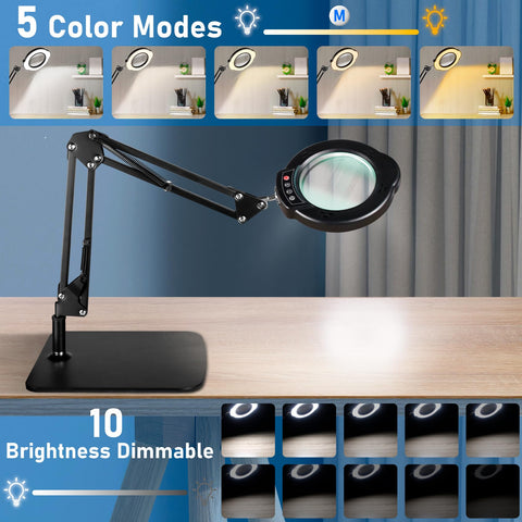 Jaenmsa 84-LED magnifier with 5 color modes enhances task visibility without glare.