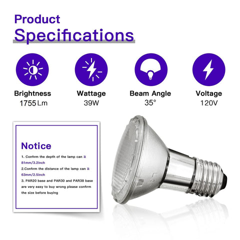 Jaenmsa PAR20 39W halogen bulb with energy-saving design and reduced heat.