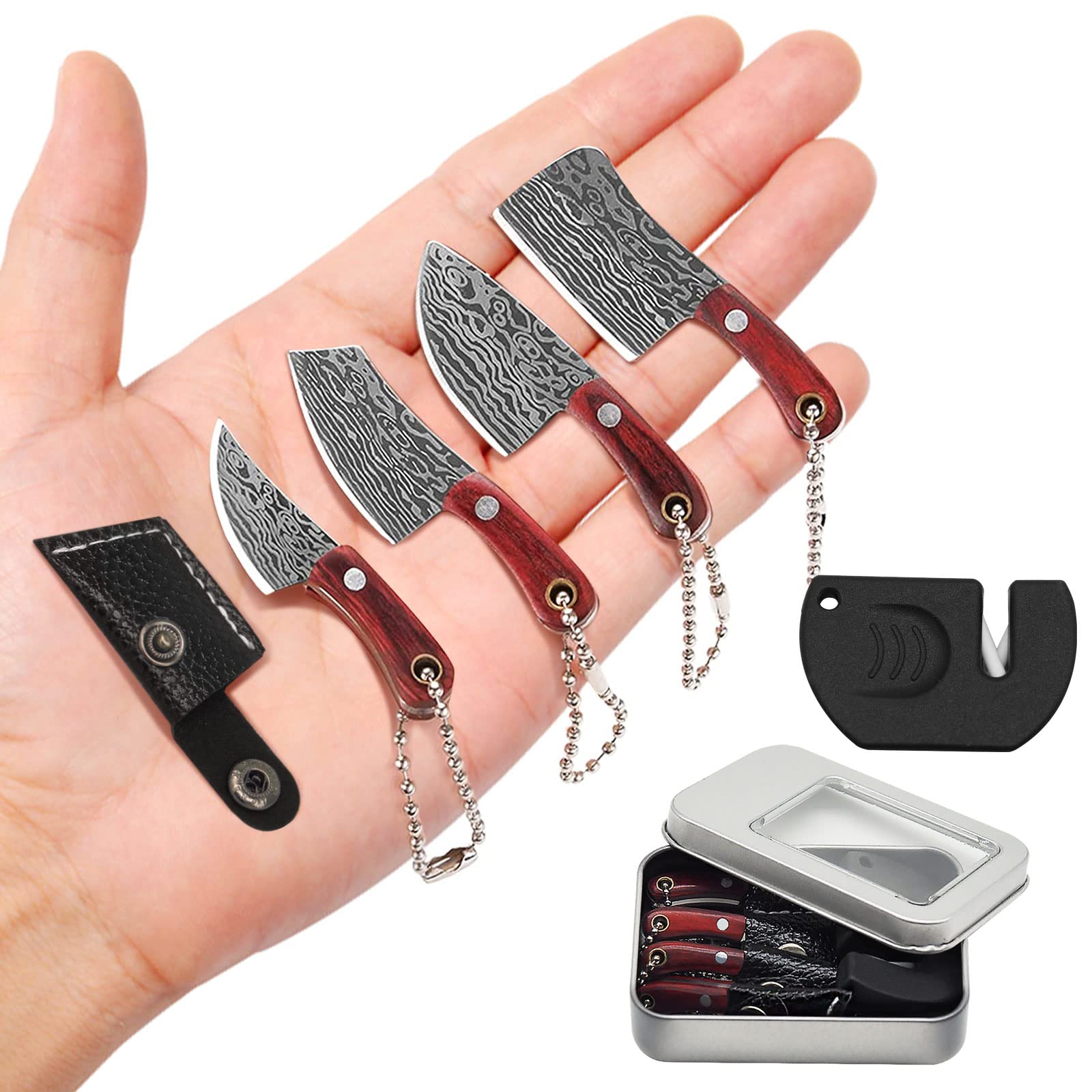 JAEZZIY mini knife set with damascus blade for versatile everyday openings.