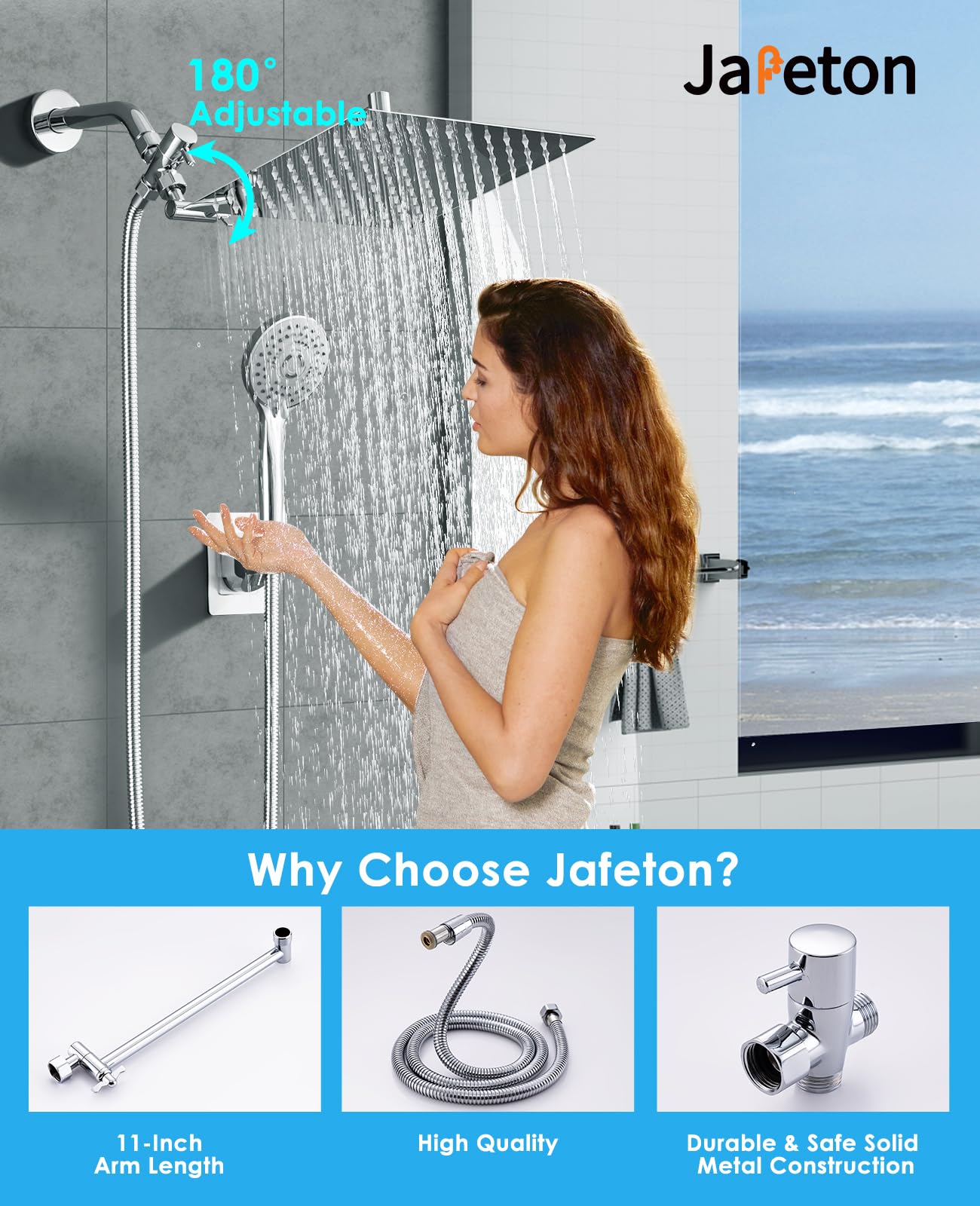 Jafeton handheld spray attachment enables targeted cleansing and versatility.
