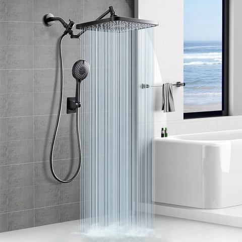 Jafeton Starry Sky 12.2-inch square rain showerhead delivers wide coverage for a spa-like experience.