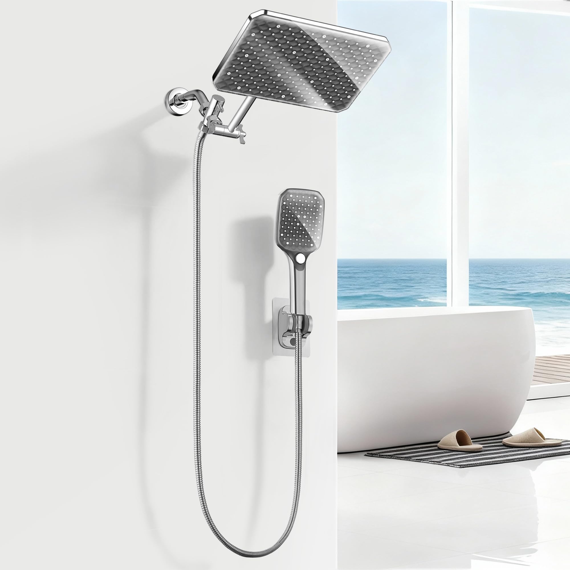 Jafeton XXL 12.2-inch rain head delivering enveloping rainfall for two.