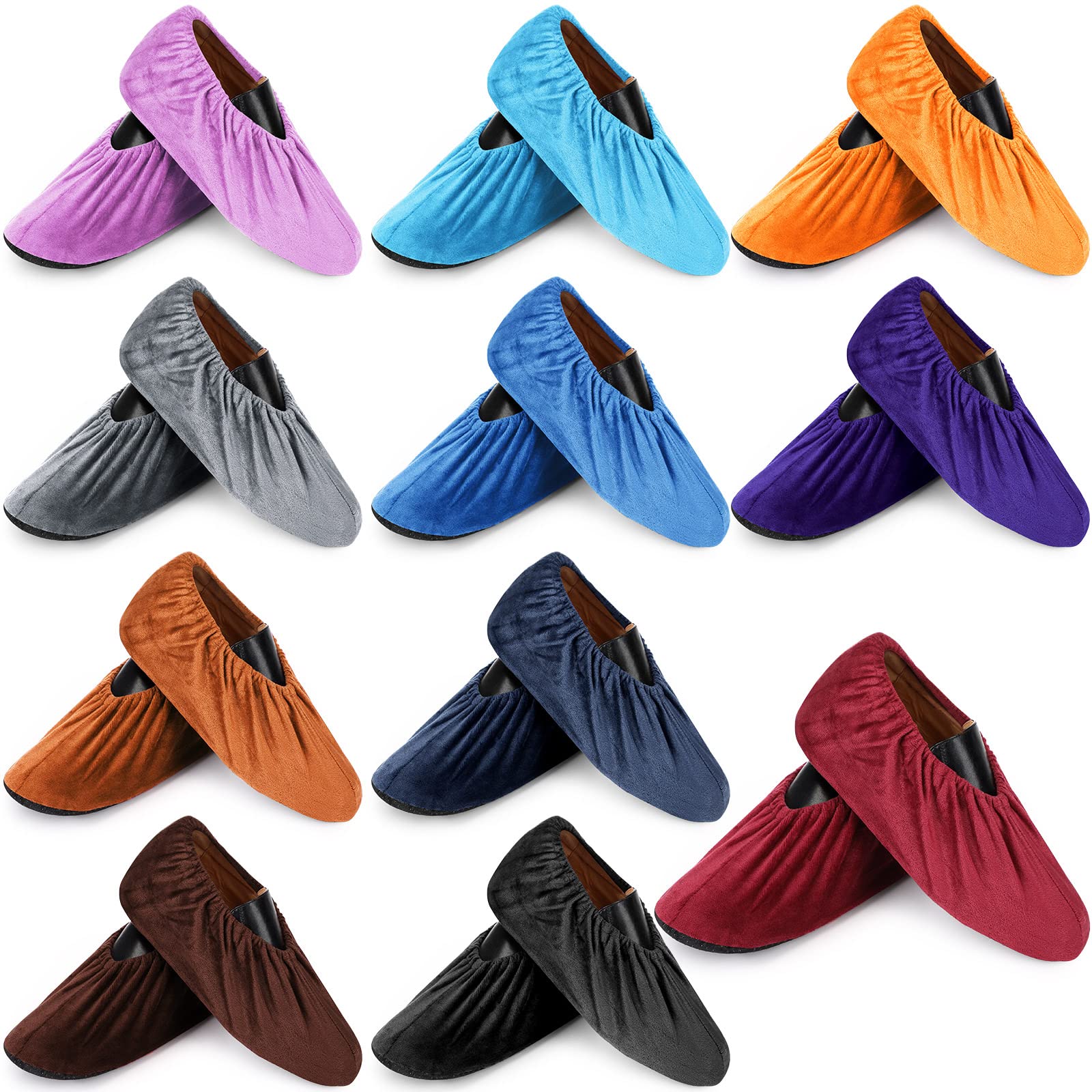 JaGely multicolor reusable shoe covers with non-slip sole for safer indoor use.