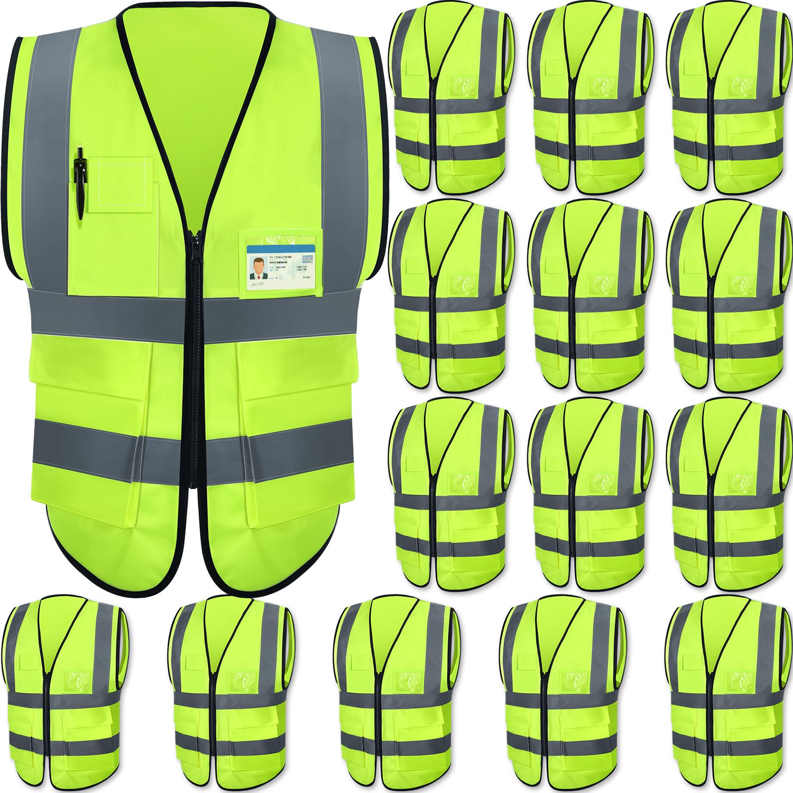 JaGely 15-pack reflective safety vests provide high visibility for nighttime work.
