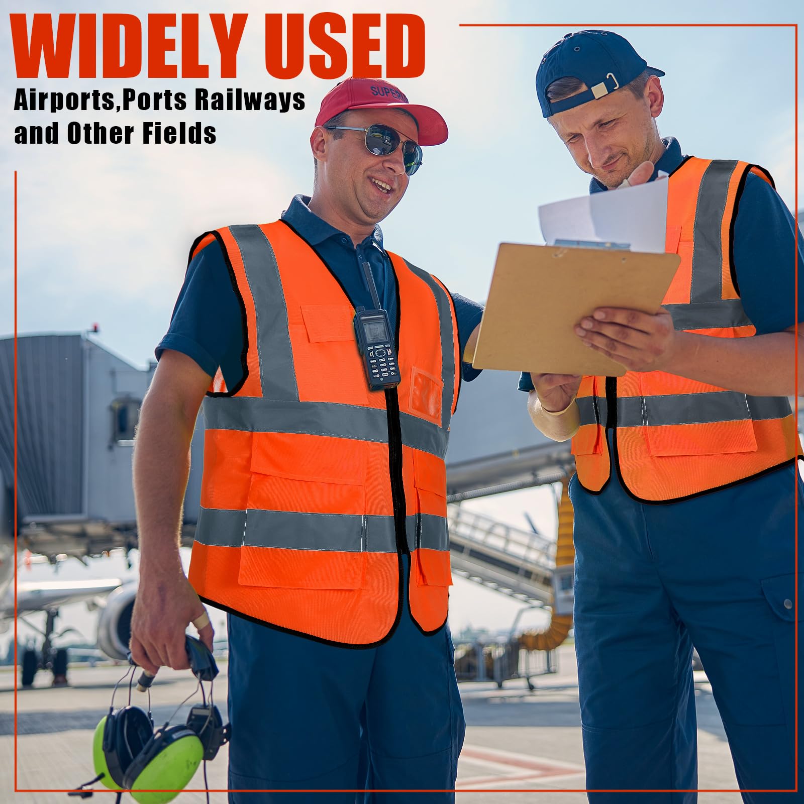 JaGely vest color options include orange red for high visibility