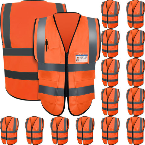 JaGely 15-pack reflective vest front view for high visibility during outdoor work