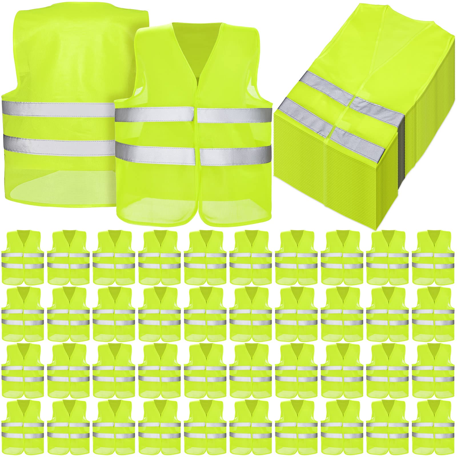 JaGely high visibility vest front view with reflective strips for day and night visibility