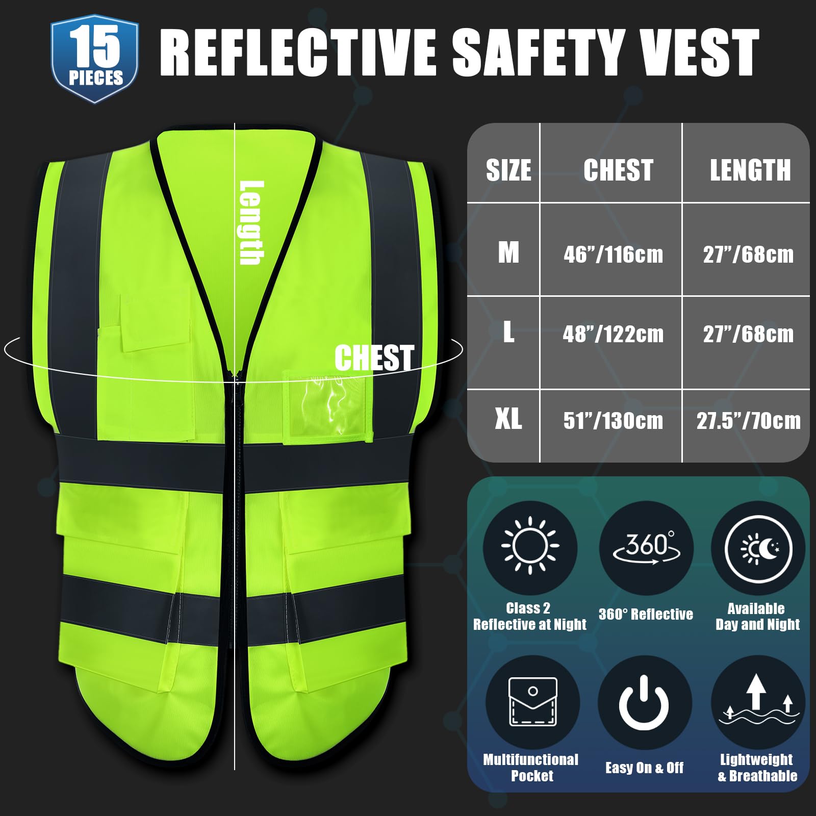 JaGely vest pocket layout highlights chest and lower pockets for tools.