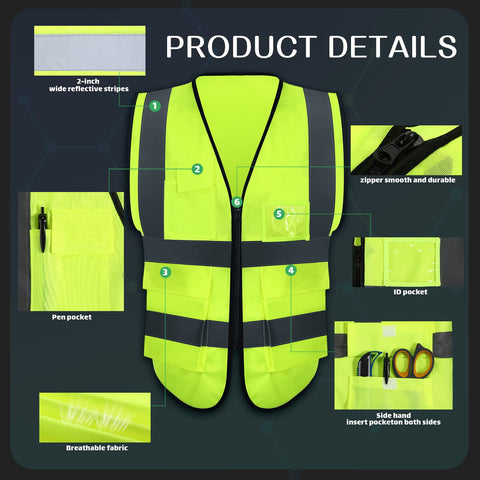 Front zipper closure for easy on and off during work shifts.