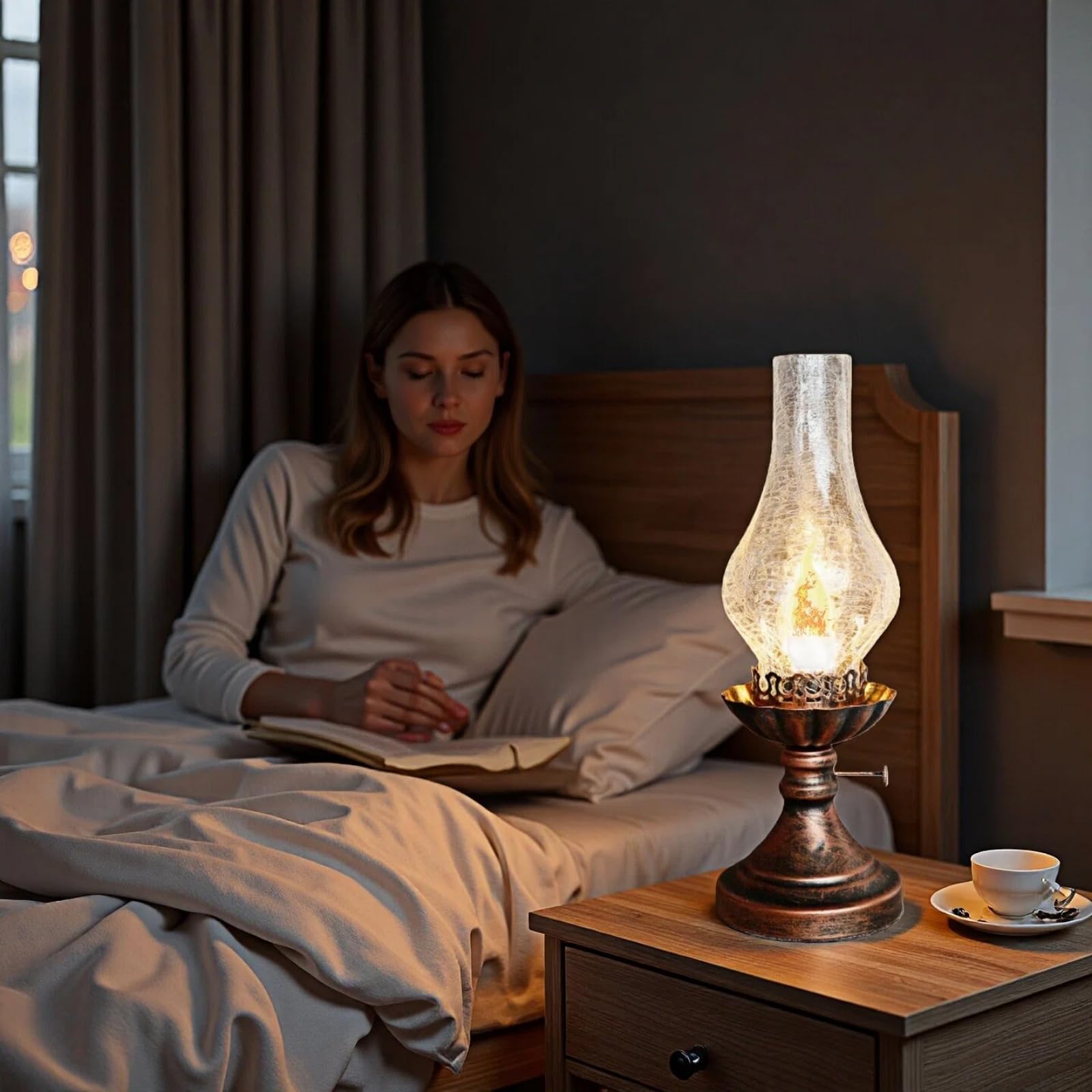 JAIZAIWJ bedside lamp provides a warm glow for reading