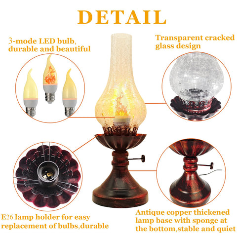 JAIZAIWJ vintage table lamp flame-effect bulb for cozy lighting modes