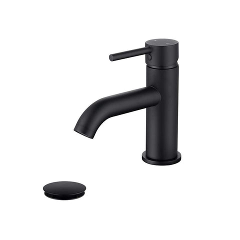JAKARDA matte black single-handle faucet highlights a sleek, modern silhouette for your bathroom.
