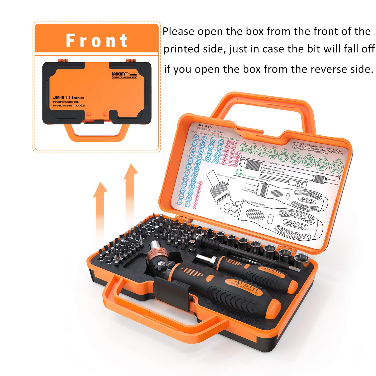 JAKEMY durable tool case protects the full 69-in-1 kit during transport