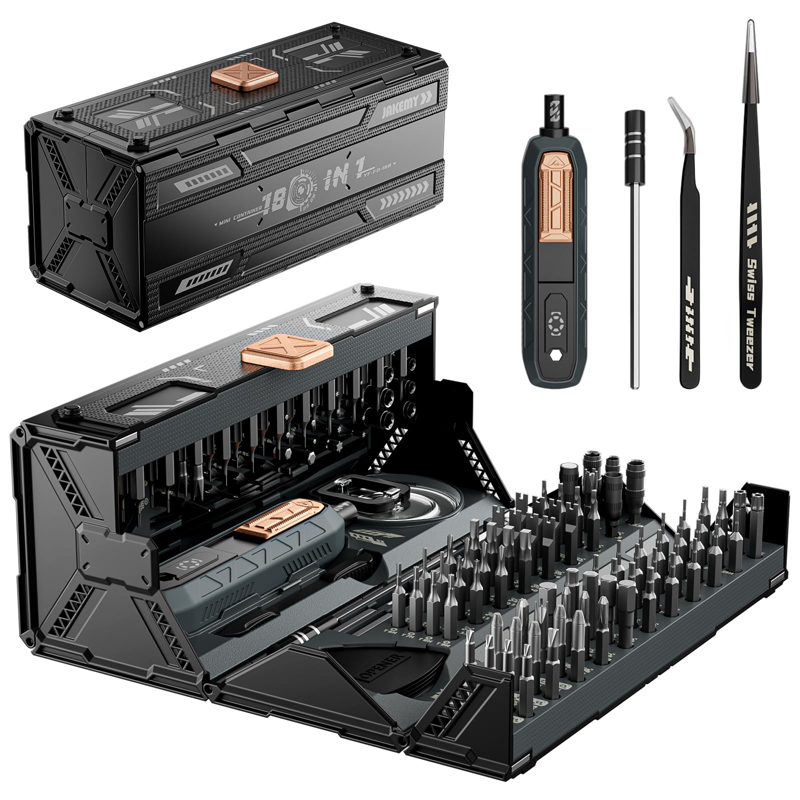 JAKEMY precision screwdriver set with 160 magnetic bits for versatile electronics repair