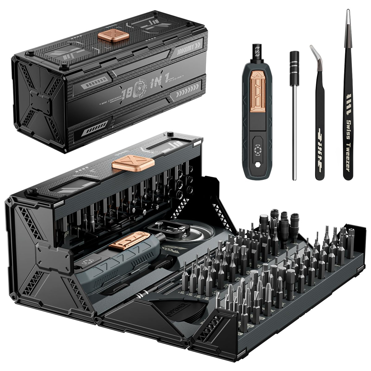 JAKEMY precision screwdriver set with 160 magnetic bits for versatile electronics repair