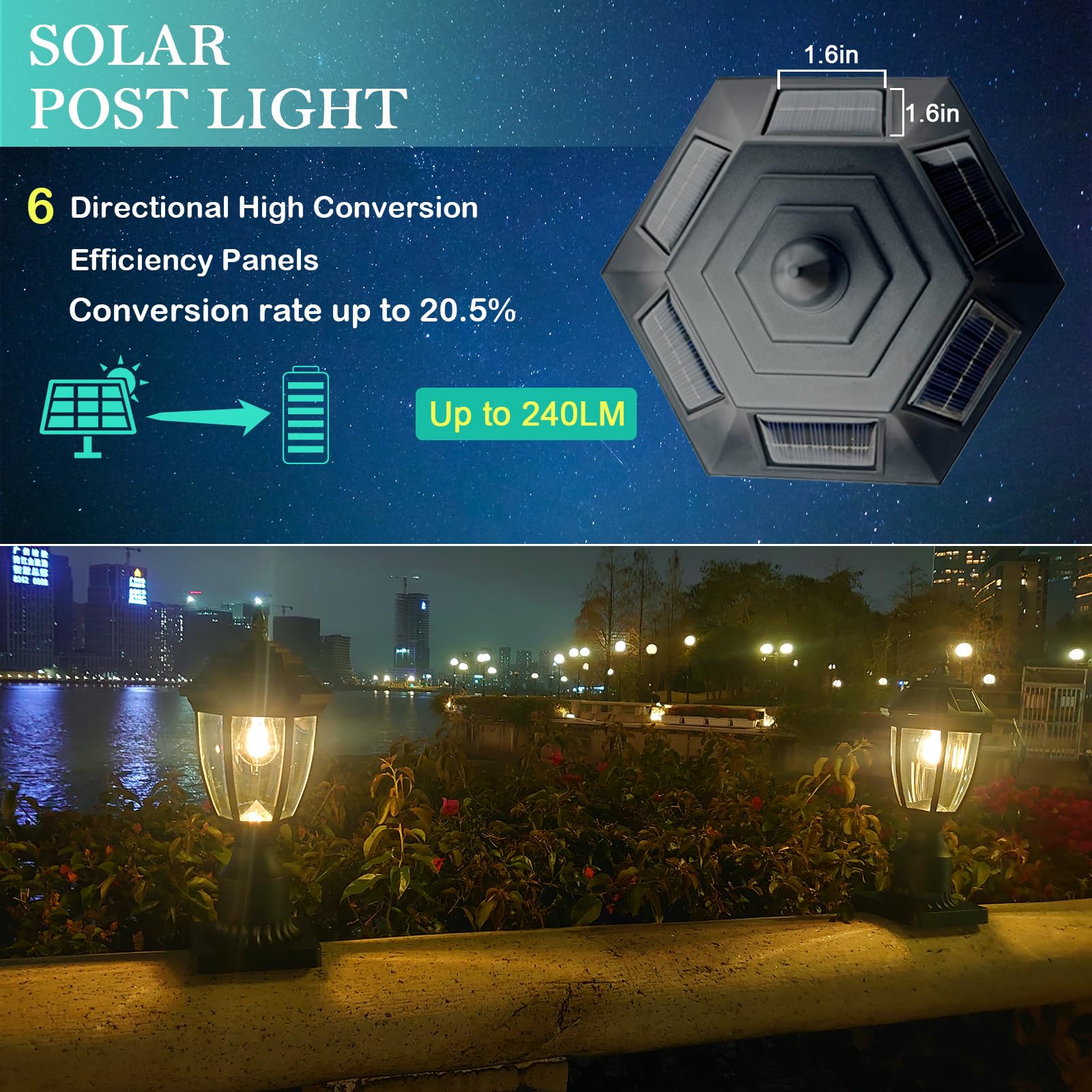 Jalarox solar post lamp motion sensor activates bright nighttime visibility