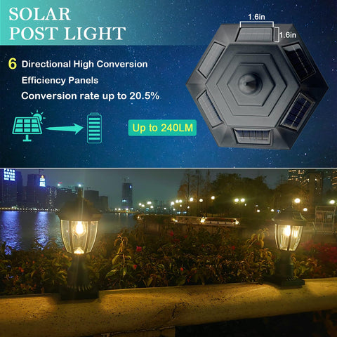 Jalarox solar post lamp motion sensor activates bright nighttime visibility
