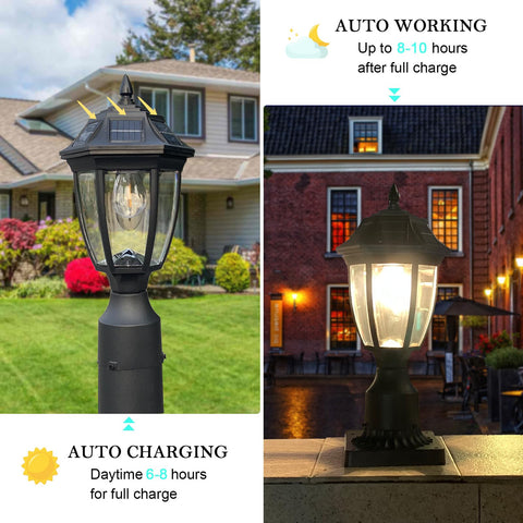 Jalarox solar post lamp waterproof construction withstands year-round outdoors