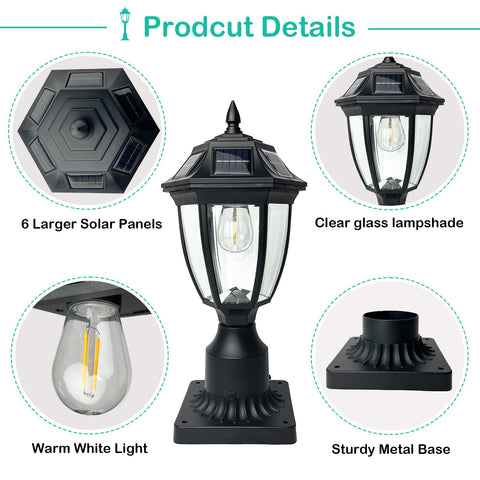 Jalarox solar post lamp top solar panels maximize daytime charging