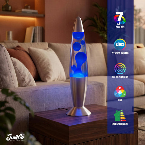JAMBO color changing lamp glows softly in the living room