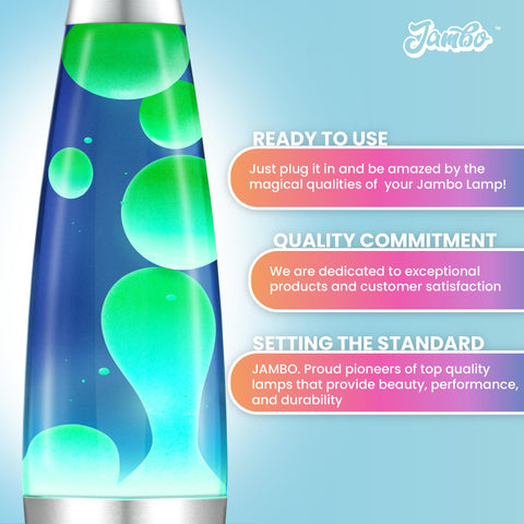 JAMBO blue wax lamp highlights color transitions ideal for mindful relaxation