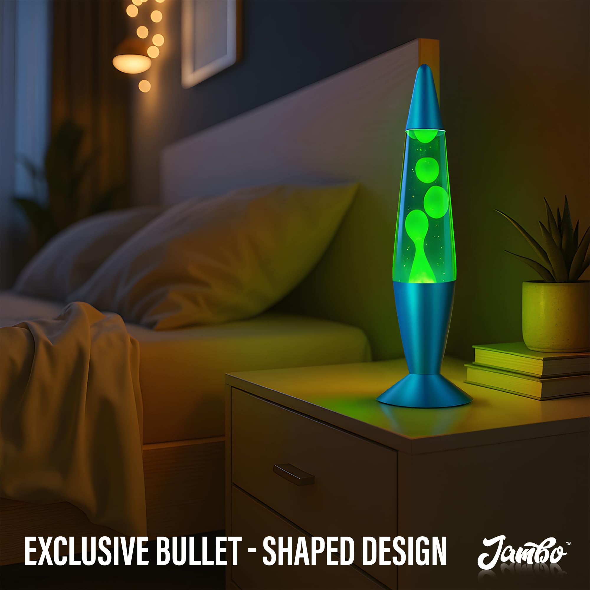 JAMBO liquid lamp with on/off switch for easy use.