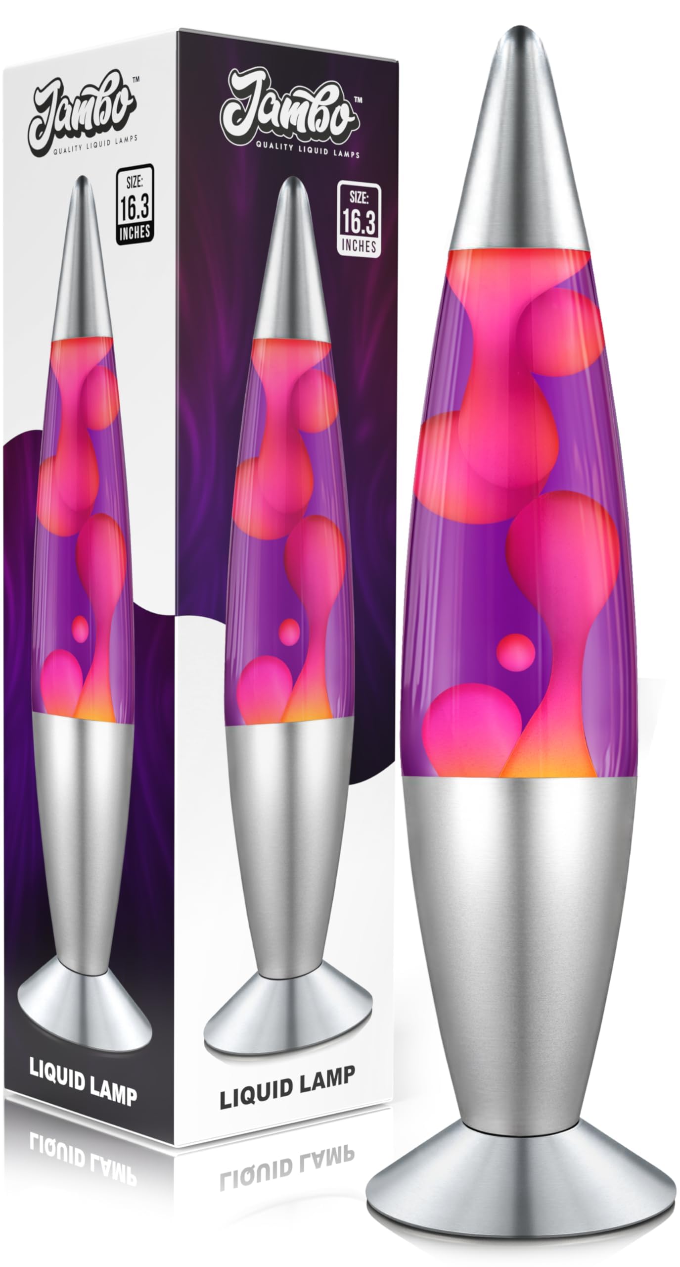 JAMBO liquid lamp purple with pink wax creating a soothing ambient glow for any room