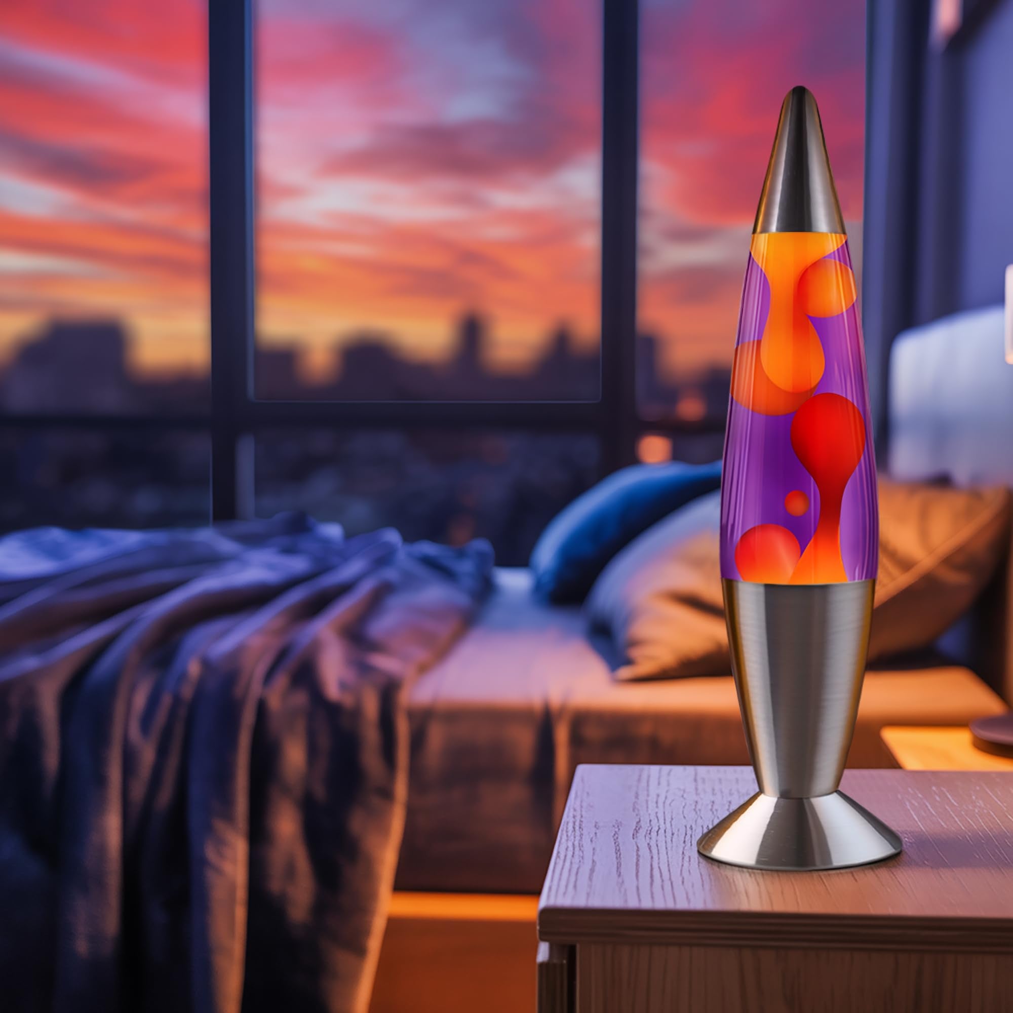 JAMBO liquid lamp yellow orange wax drift enhances warm room mood.