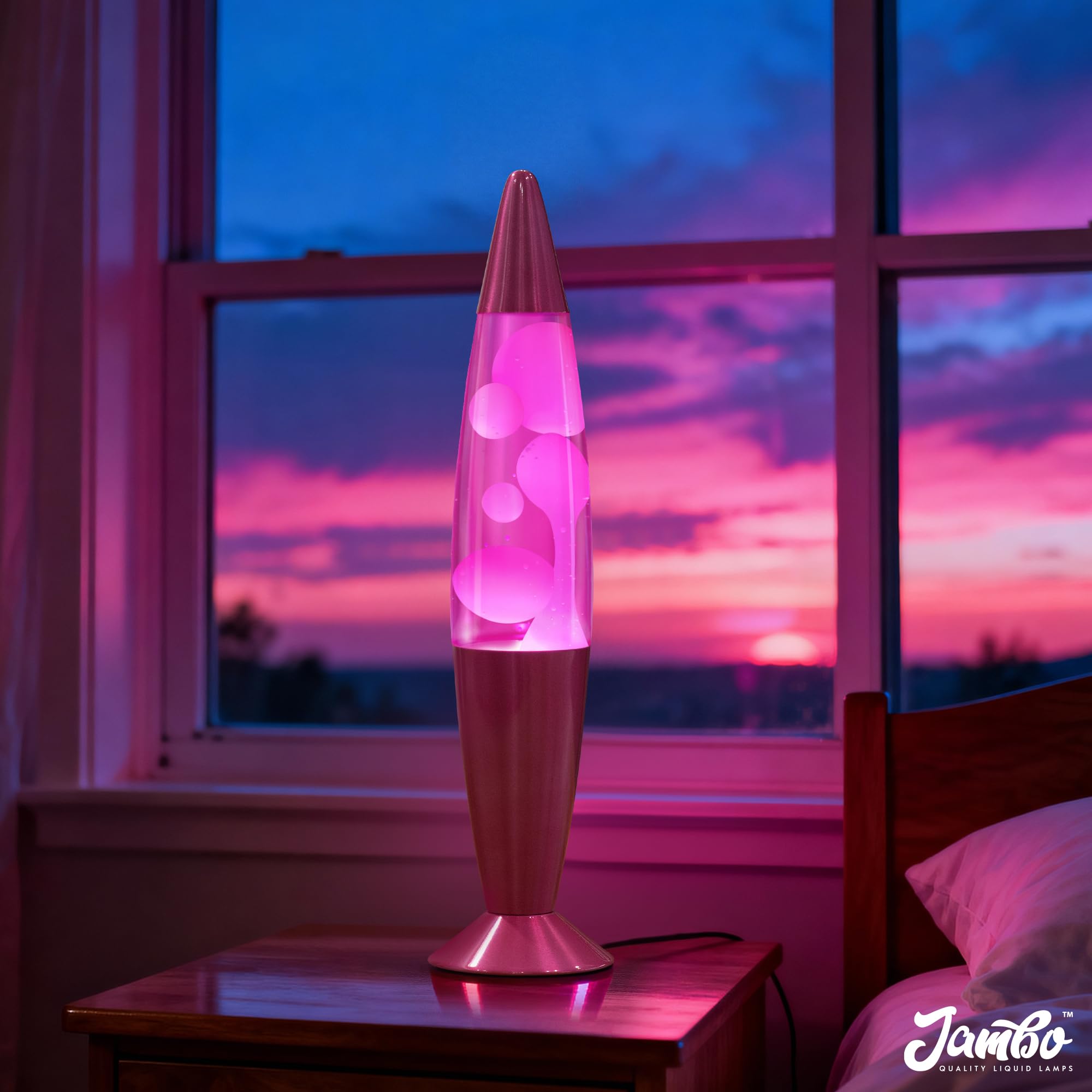 JAMBO liquid motion pink light showcases hypnotic wax movement.