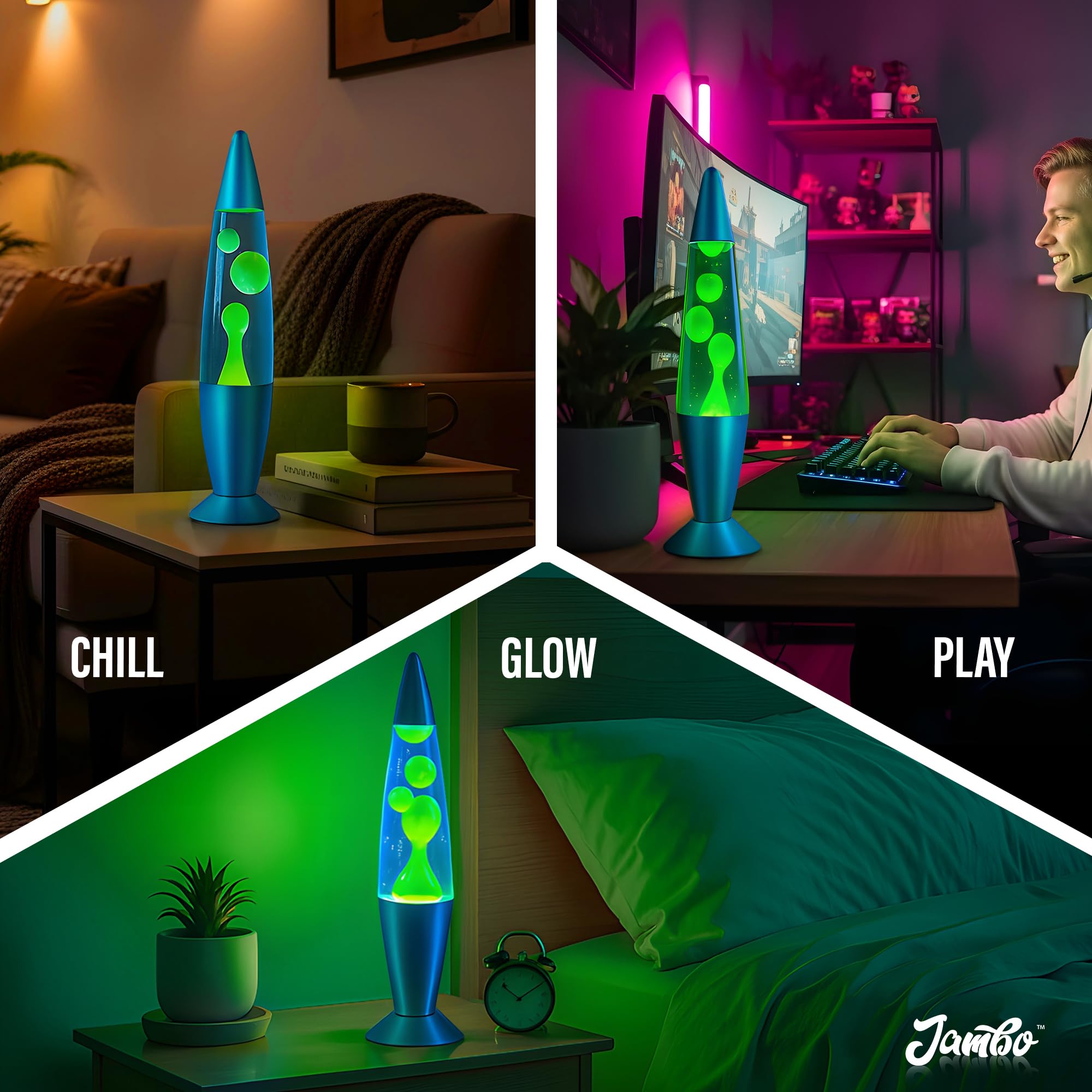 JAMBO night-light casts a gentle blue glow perfect for bedrooms.
