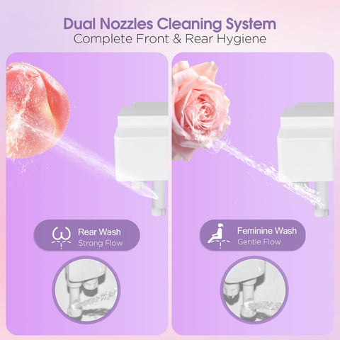 Dual-nozzle action in use shows targeted cleansing performance