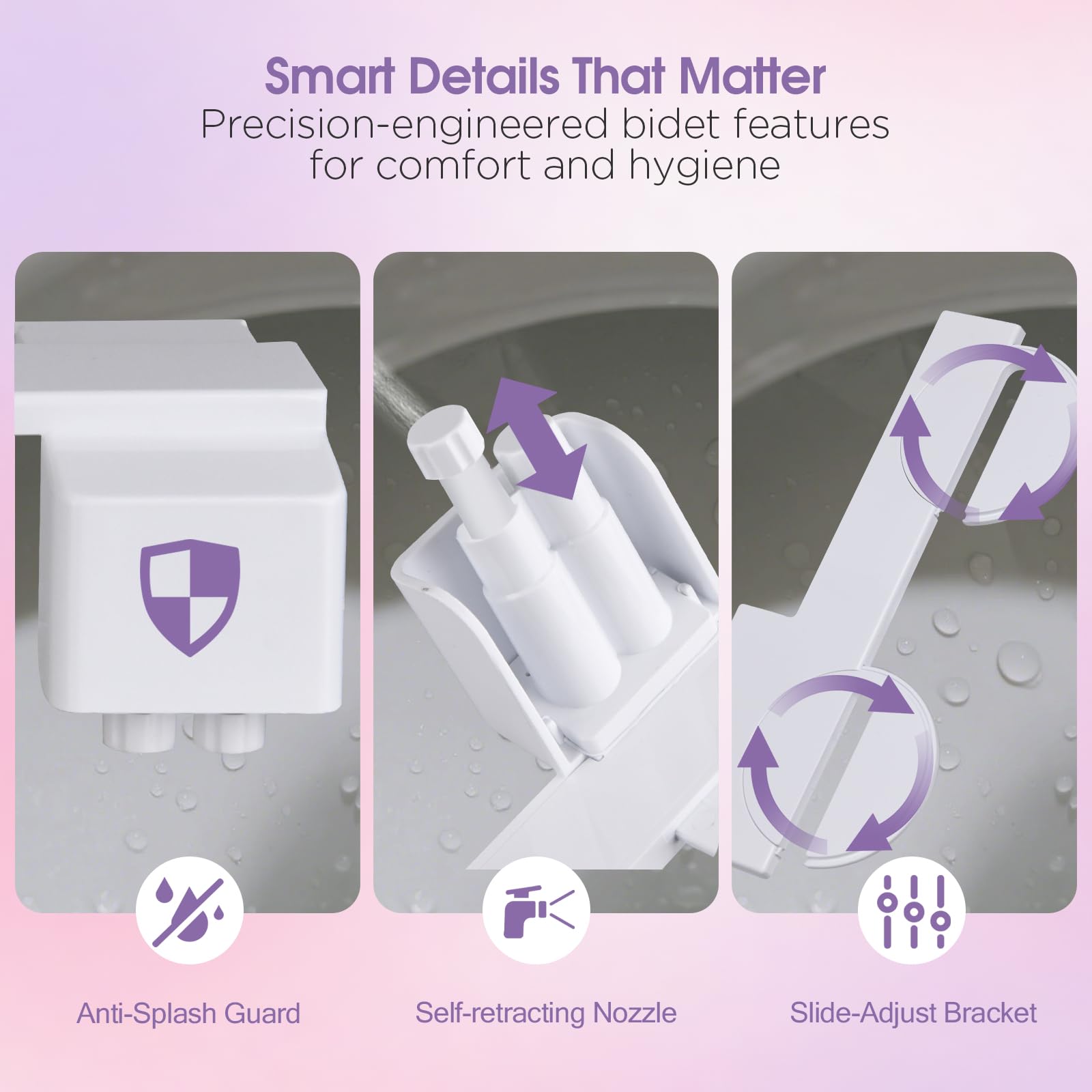 Protective cover and self-cleaning nozzles maintain hygiene between uses