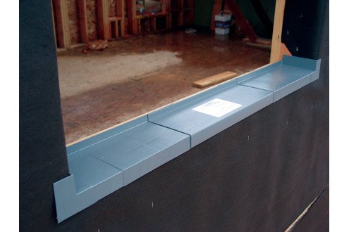 Jamsill Guard sill pan with weep channels evacuates moisture to exterior.