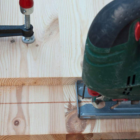 Janchi long jigsaw blade in use for thick construction timber.