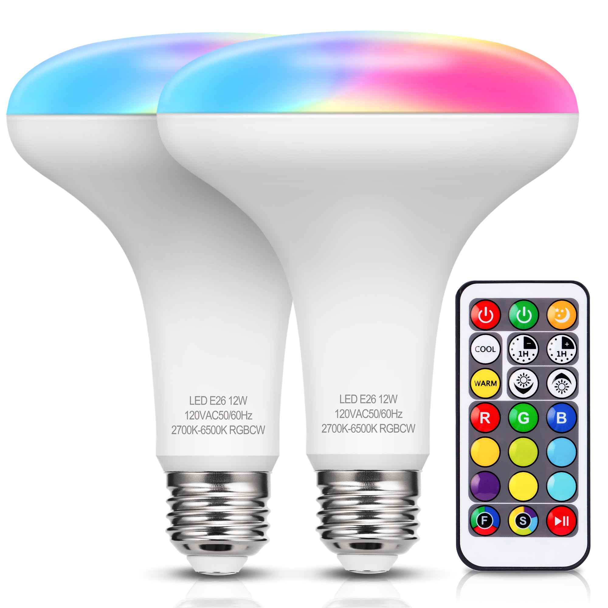 JandCase BR30 bulb pack with RGB color options for versatile room ambiance.