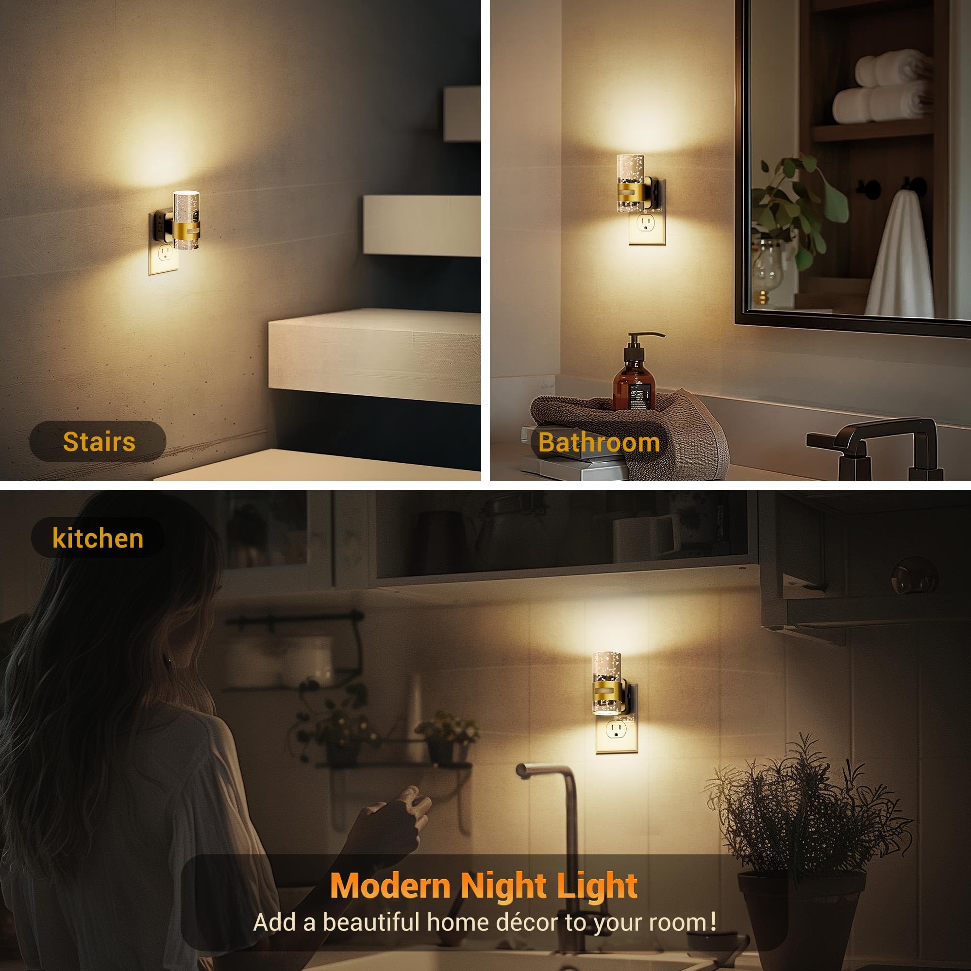 JandCase gold-ring accent night light adds elegant illumination