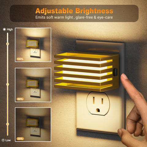 JandCase LED night light adjustable brightness offers three glow levels for flexible use.