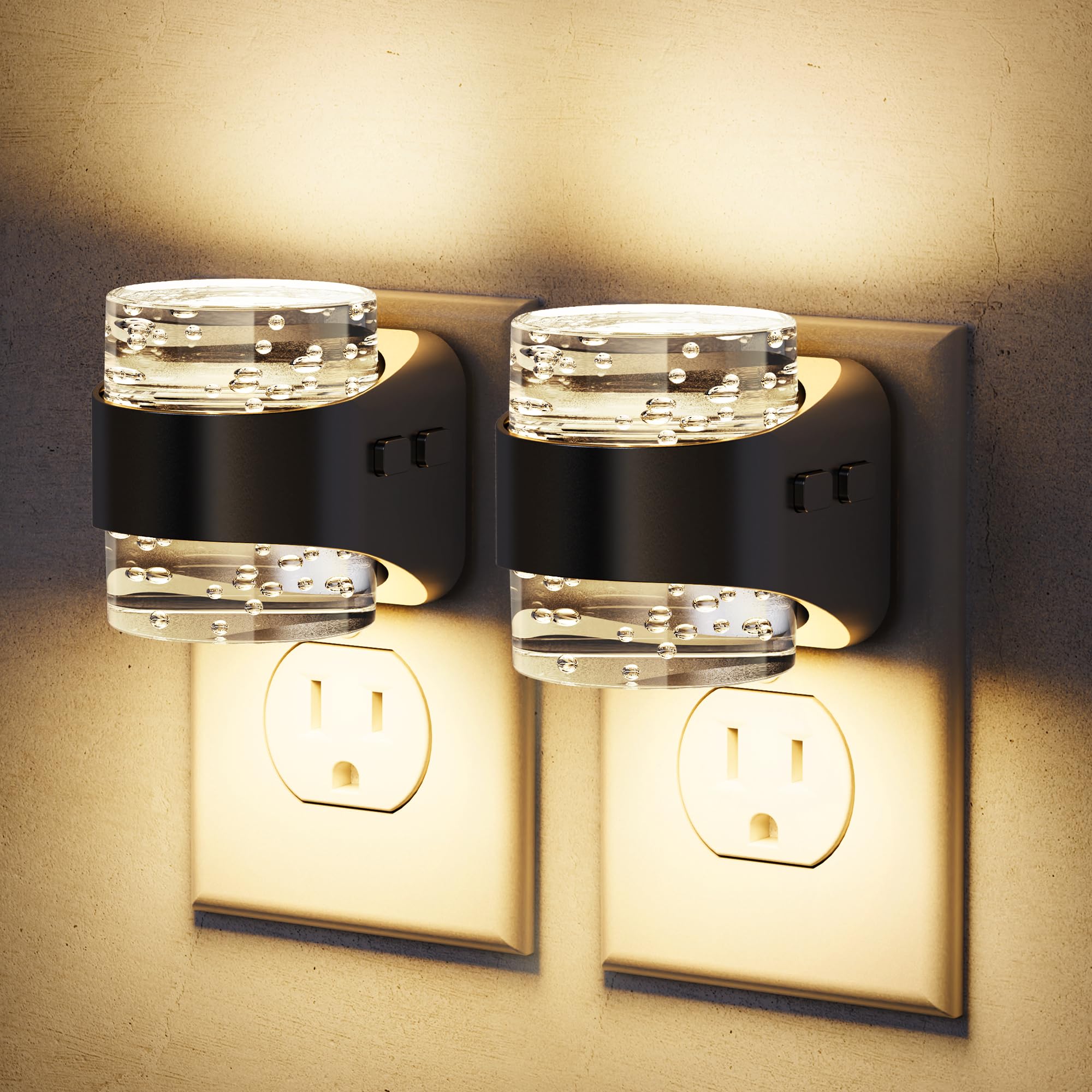 JandCase LED night light with bubble design emits soft upward and downward glow.