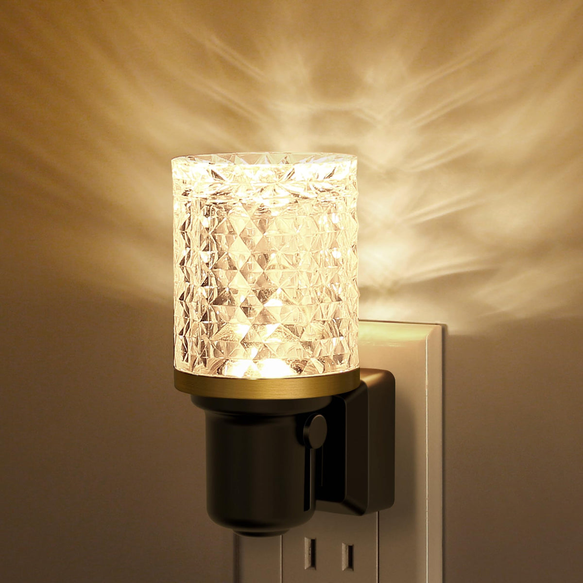 JandCase LED night light with crystal lampshade for elegant ambient lighting