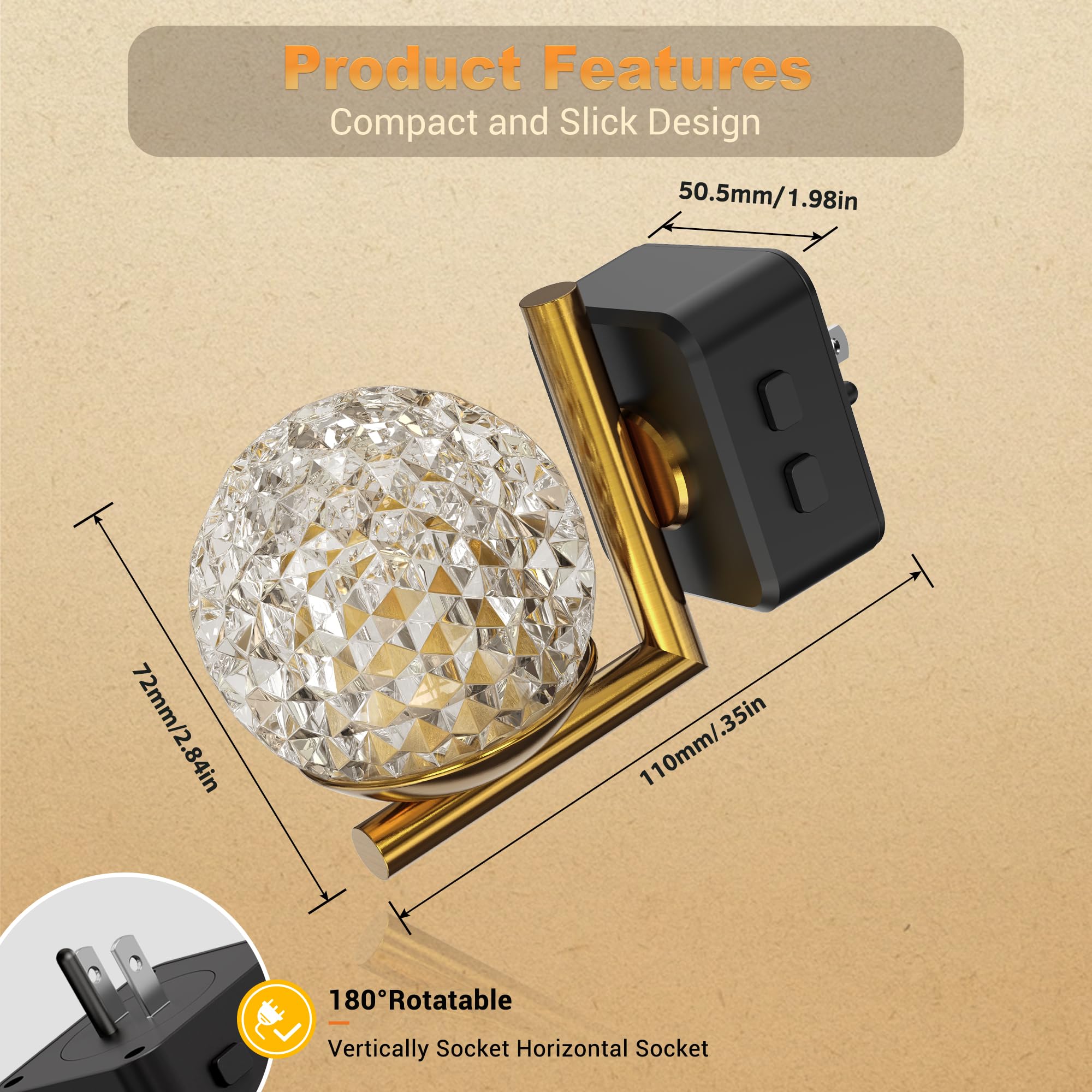 1W energy-efficient LED stays cool to touch.
